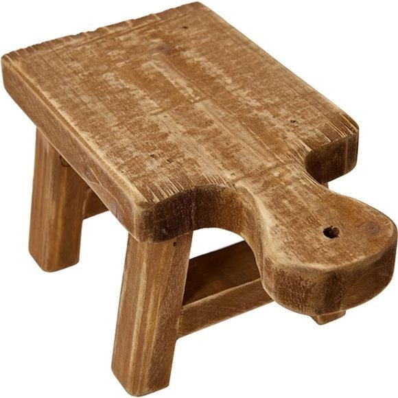 Rectangle Wood Pedestal with Handle, Small, Brown - Picture 3 of 6